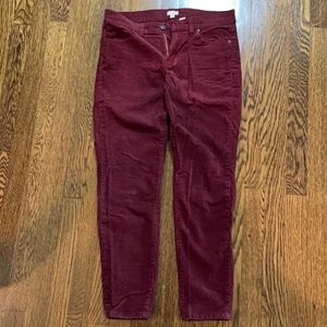 JCrew Cranberry Corduroy Pants
